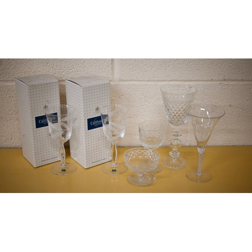 428 - A set of six boxed Caithness barley-cut wine glasses to/w other cut drinking glasses etc (box)