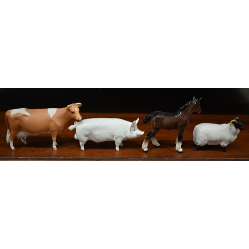 446 - Six Beswick bulls, cows and calves to/w nine other Beswick animals