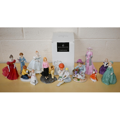 459 - Five Royal Doulton figures and groups to/w two Royal Worcester figures, a Coalport figure, Goebel's ... 