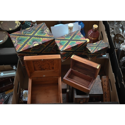 479 - A quantity of decorative wooden boxes, games, etc (box)