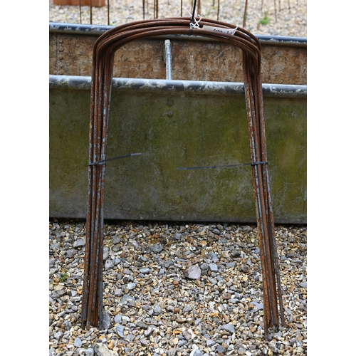 48 - Ten weathered steel bowed garden plant supports/frames, approx 60 cm h x 40 cm w (10)