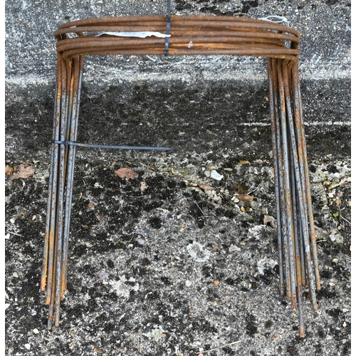 51 - Ten weathered steel bowed garden plant supports/frames, approx 50 cm h x 40 cm w (10)