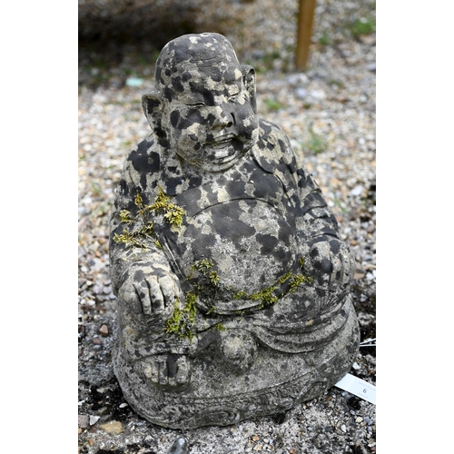 6 - A weathered cast stone seated Buddha to/with a cast head (2)