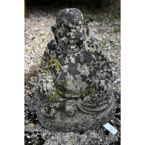 6 - A weathered cast stone seated Buddha to/with a cast head (2)