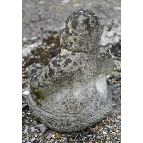 6 - A weathered cast stone seated Buddha to/with a cast head (2)