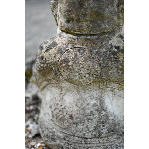 6 - A weathered cast stone seated Buddha to/with a cast head (2)