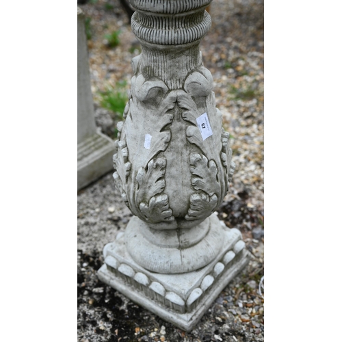 67 - A weathered cast stone birdbath, 76 cm h