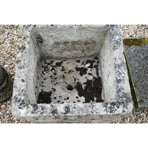 88 - A large square 'Greek key' cast planter to/w a stout Corinthian style column, broken in two (2)... 