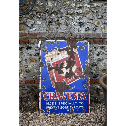 92 - Craven 'A', a vintage enamel cigarette advertising sign, 91 cm x 61 cm and a/f