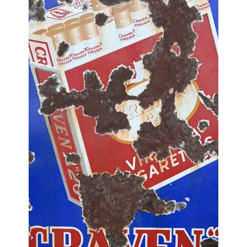 92 - Craven 'A', a vintage enamel cigarette advertising sign, 91 cm x 61 cm and a/f