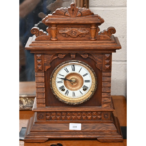 159 - A late 19th century Ansonia Suvia (New York) eight day mantel clock, c/w pendulum and key, 44 cm hig... 