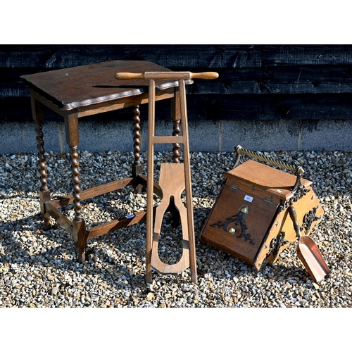 170 - A Victorian Gothic carved oak lectern 56 cm wide to/w a book-stand with turned balustrade; an Arts &... 