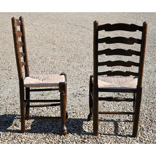 317 - Four provincial ash ladderback dining chairs with rush seats (4)