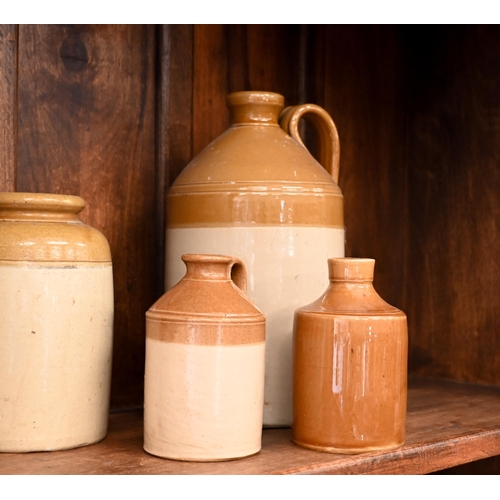 437 - Six various stoneware flagon jars, including one for 'Eggs' (6)