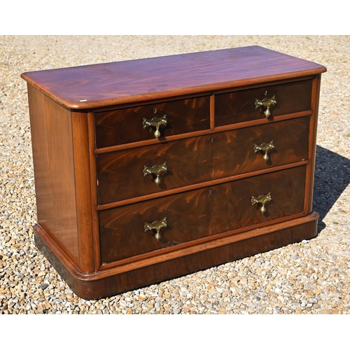 531 - A Victorian mahogany and flame mahogany chest of two short over two long drawers 112 cm x 50 cm x 74... 