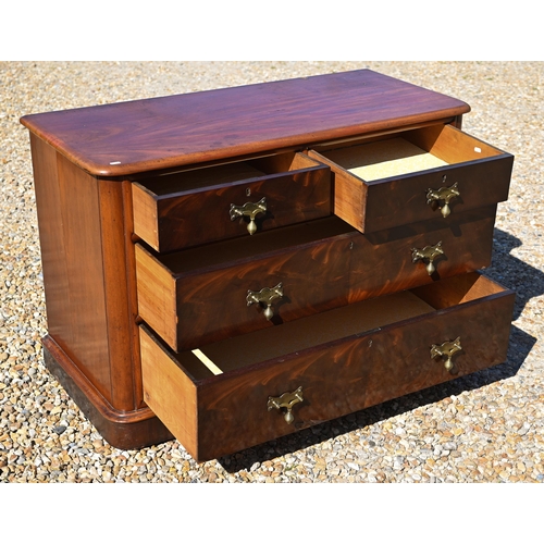 531 - A Victorian mahogany and flame mahogany chest of two short over two long drawers 112 cm x 50 cm x 74... 