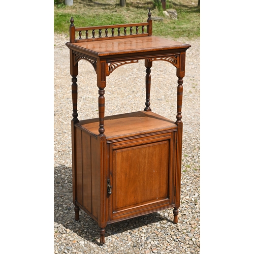 535 - # An Edwardian walnut side cabinet with gallery top