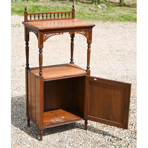 535 - # An Edwardian walnut side cabinet with gallery top