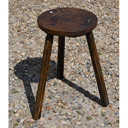 537 - Three rustic milking/cutty stools to/w a metal framed bar stool (4)