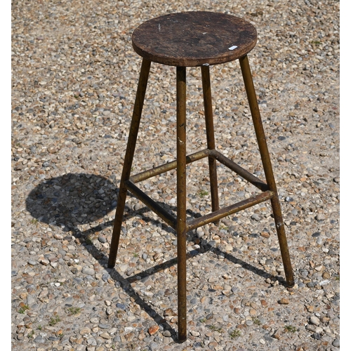 537 - Three rustic milking/cutty stools to/w a metal framed bar stool (4)