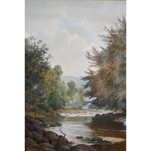 398 - CHB - Pair of river landscapes, watercolour, signed with initials, 34 x 23 cm (2)