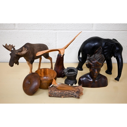 484 - A selection of carved wood souvenir animals etc (box)