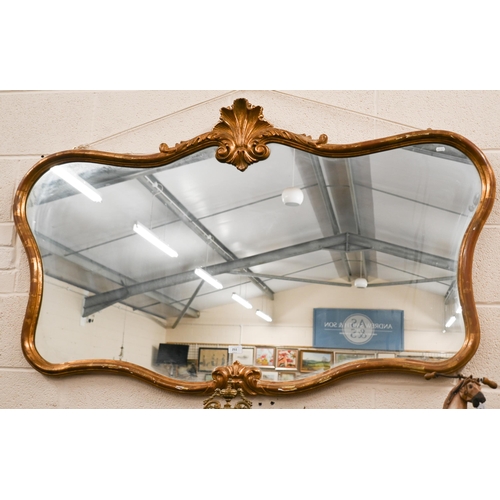 251 - A large French style gilt framed wall mirror, 140 x 90 cm