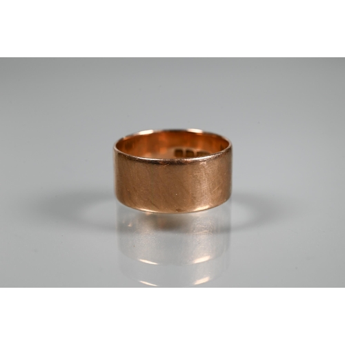 340 - A 9ct rose gold wide wedding band, approx 8mm wide, approx 5.9g, size U