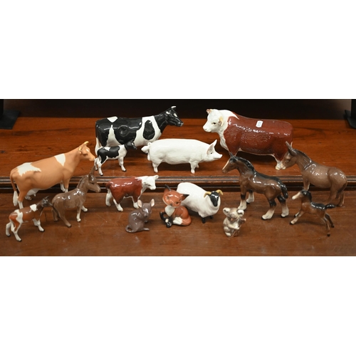 446 - Six Beswick bulls, cows and calves to/w nine other Beswick animals