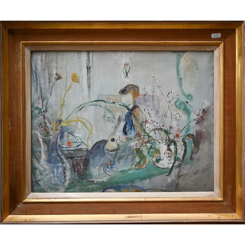 620 - Alison Debenham (1903-1967) - Girl with violin, watercolour and gouache, 35 x 44 cmProv - The artist... 