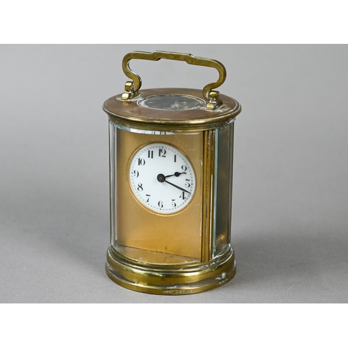 898 - A 19th century French brass cylinder cased carriage clock, the single drum movement no. 4680 with gi... 