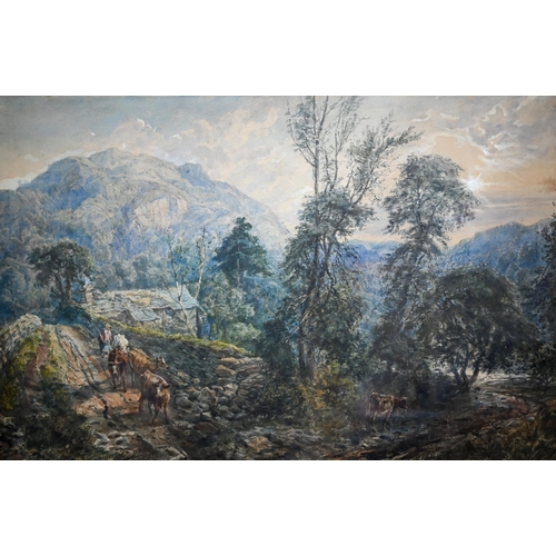 667 - John Burgess (1814-1874) attrib - Betws-y-Coed, watercolour, 44 x 67 cm