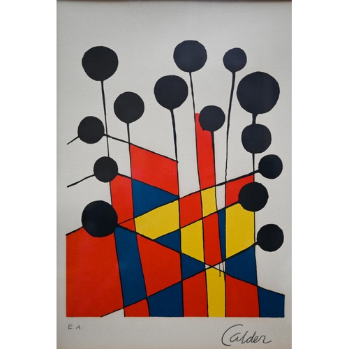 690 - Alexander Calder (1898-1976) - Abstract composition of mosaic in primary colours and black balloons,... 