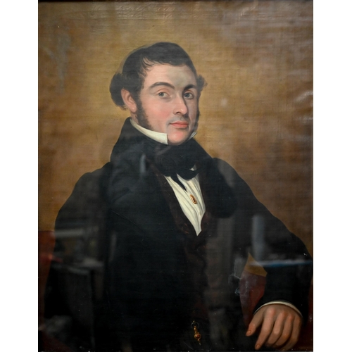700 - 19th century English school - Portrait of a man with black cravat, oil on canvas, 72 x 57 cm