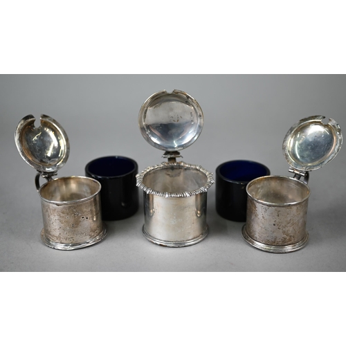 105 - A pair of George II silver circular salts on hoof feet (later floral engraving), Thomas England, Lon... 