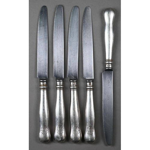 113 - An antique part set of Austro-Hungarian .800 grade flatware, comprising five table forks and two tab... 