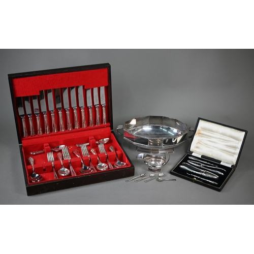 12 - A canteen of epns Dubarry flatware and cutlery for six settings, to/w an Art Deco rose bowl, a Regen... 