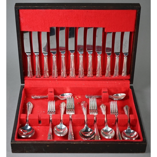 12 - A canteen of epns Dubarry flatware and cutlery for six settings, to/w an Art Deco rose bowl, a Regen... 