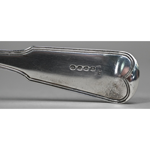 136 - A George III silver fiddle & thread soup ladle, Richard Turner, London 1813, 7.4oz, 33cm long