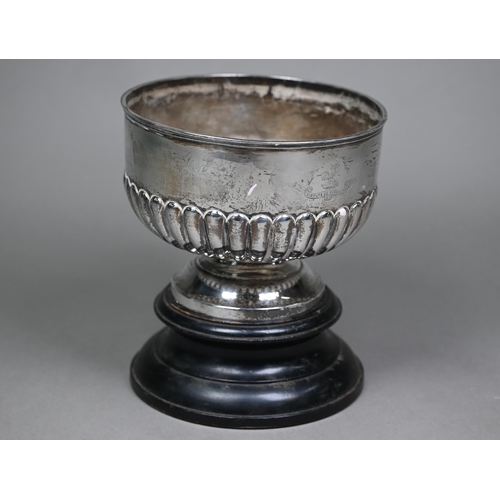 147 - A late Victorian silver half-reeded rose bowl on stemmed foot, John Round & Son Ltd, Sheffield 1... 