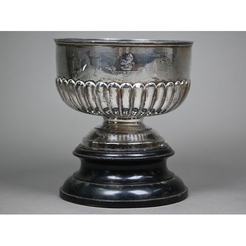 147 - A late Victorian silver half-reeded rose bowl on stemmed foot, John Round & Son Ltd, Sheffield 1... 