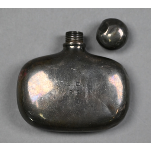 160 - A late Victorian cut glass hip-flask with silver bun cover and detachable beaker, maker ALG, Birming... 