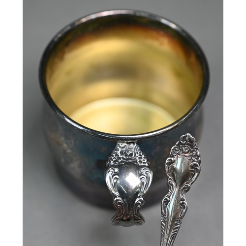 161 - An Edwardian silver inkstand with cut glass bottle, Birmingham 1905, an ovoid pepper, Thomas Johnson... 