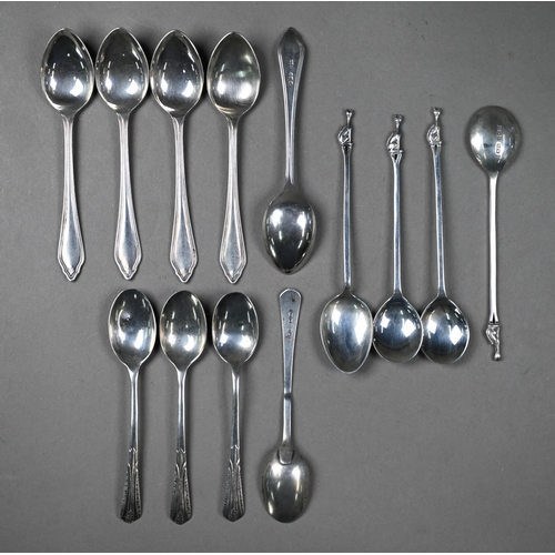 181 - A quantity of silver teaspoons and other small flatware, various makers and dates, George II-Elizabe... 