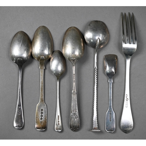 183 - Various 19th Century and later silver flatware, condiments, etc. 11.7oz total weight