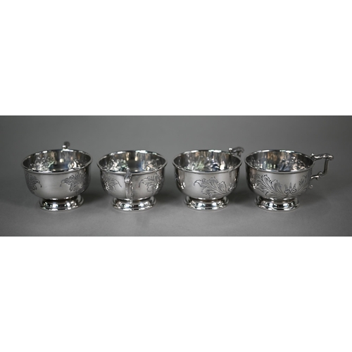 2 - An electroplated punch bowl with floral and foliate embossed and engraved decoration, on raised foot... 