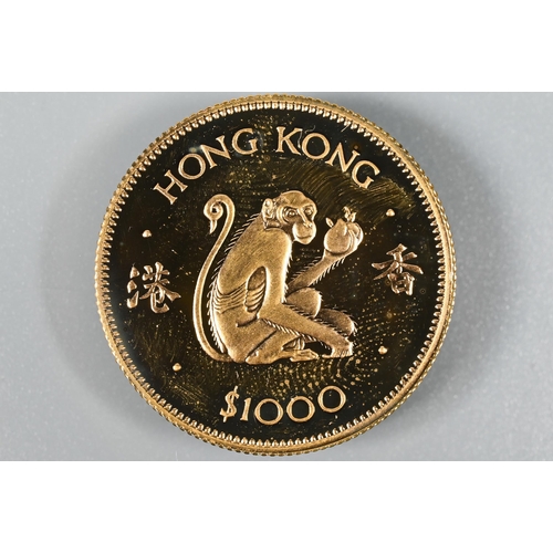 241 - 22ct gold Year of the Monkey 1000 Hong Kong dollar coin in case