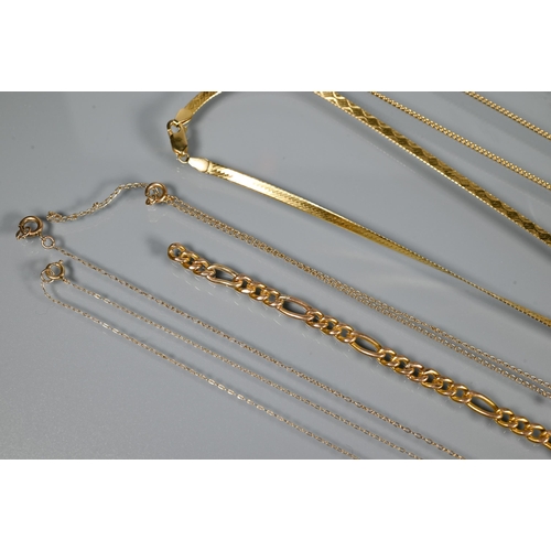 251 - A collection of old gold items including broken necklace set with three diamonds, part fetter link A... 