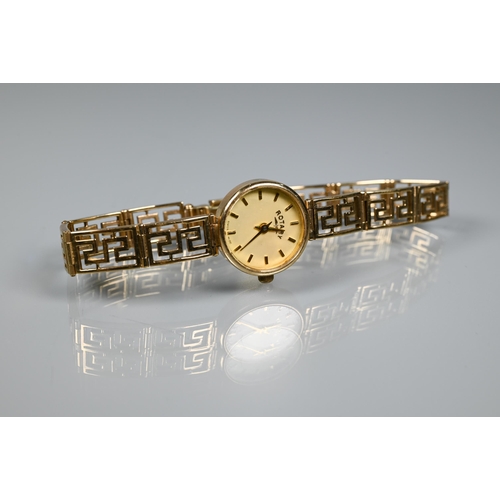 276 - A 9ct gold Rotary watch on Greek key style bracelet strap