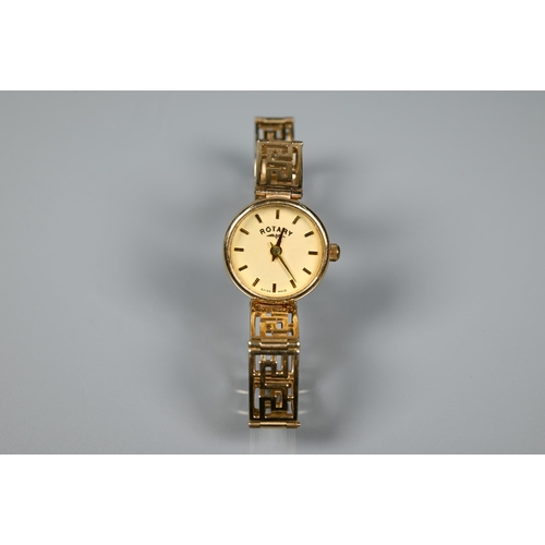 276 - A 9ct gold Rotary watch on Greek key style bracelet strap